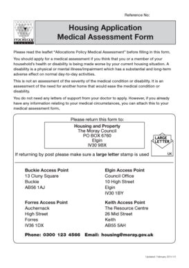 Fillable Online Moray Gov Housing Application Medical Assessment Form