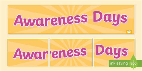 Awareness Days Display Banner Awareness Teacher Made