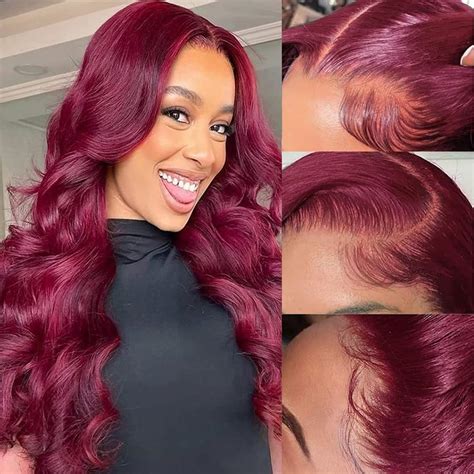 Phadria 13x4 Lace Front Wigs Human Hair Pre Plucked 99j