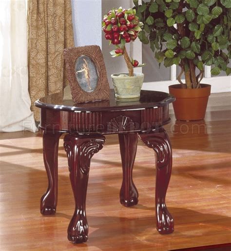 Rich Cherry Finish Traditional Coffee Pc Table W Carved Legs