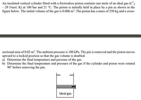 SOLVED An Insulated Vertical Cylinder Fitted With A Frictionless