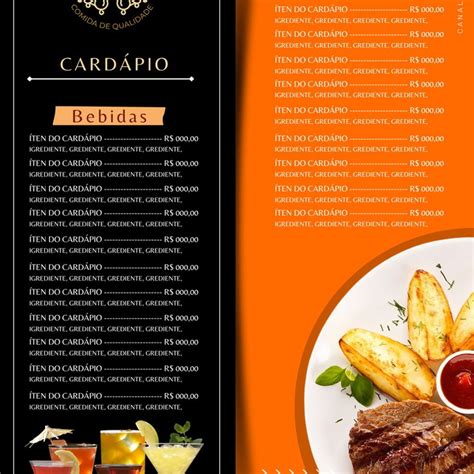 Cardápio Editável No Canva Para Restaurante Modelo 07 Elo7