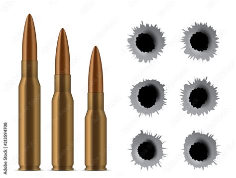 Creative Vector Illustration Of Realistic Shot Gun Bullets Holes