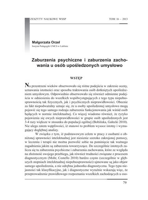 Pdf Zaburzenia Psychiczne I Zaburzenia Zacho Wania U Os B Dokumen Tips