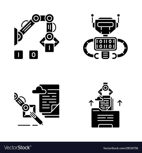 Rpa Glyph Icons Set Royalty Free Vector Image Vectorstock