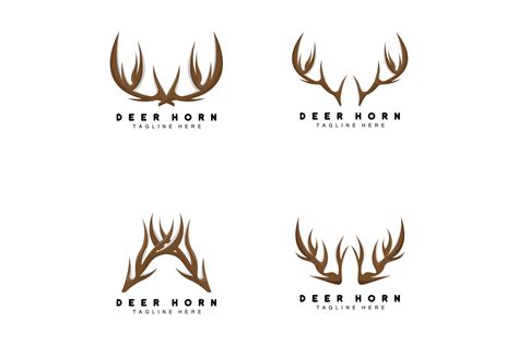 Deer Antler Logo Antler Icon Illustration Christmas Santa Animal