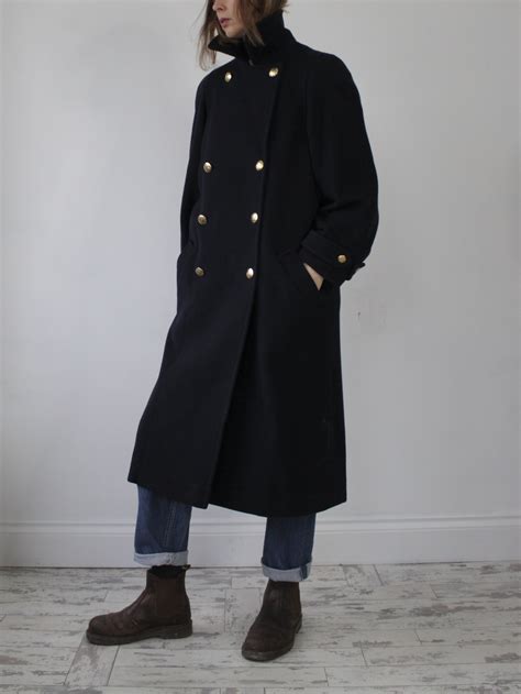 Windsmoor Navy Military Style Wool Cashmere Blend Coat Lila