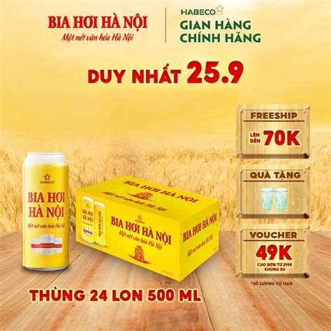 Thùng 24 Lon Bia Hơi Hà Nội Habeco 500ml Lon