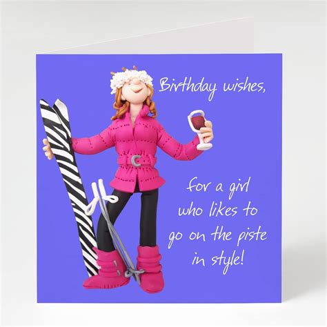 On The Piste Happy Birthday Card One Lump Or Two Holy Mackerel Greeting