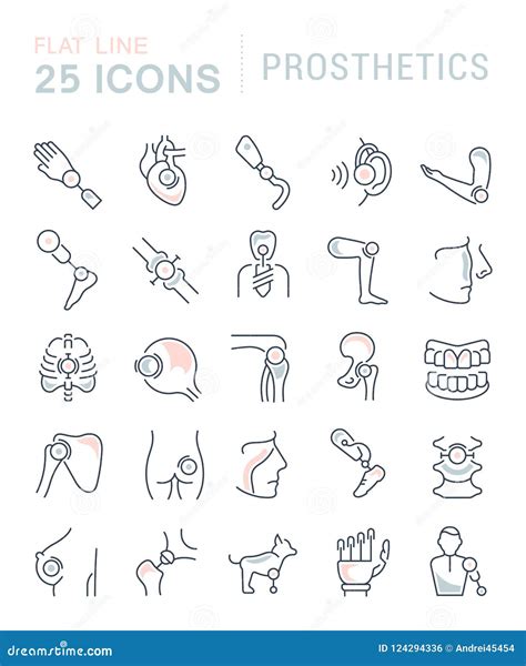 Set Vector Line Icons Of Prosthetics Royalty Free Stock Image