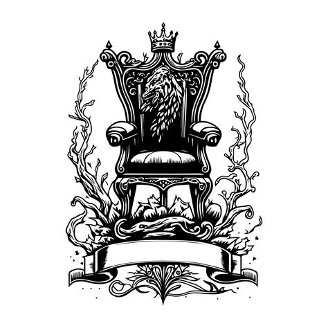 A Majestic And Intricate Royal Throne In Black And White Line Art Hand