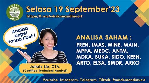 Analisa Saham FREN IMAS WINE MAIN MPPA MEDC ANTM MDKA BUKA