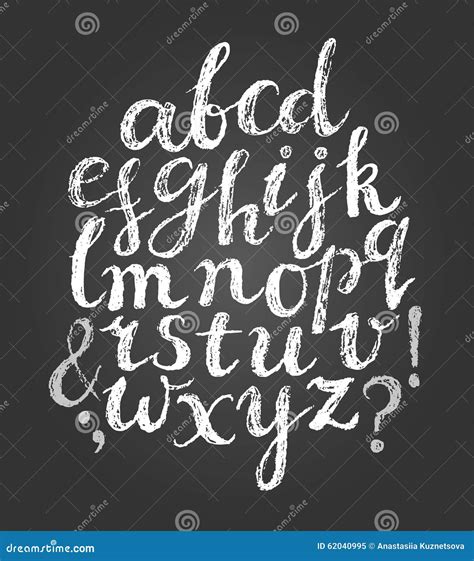 Chalk Script Font Hand Drawn Uppercase And Lowercase Letters And