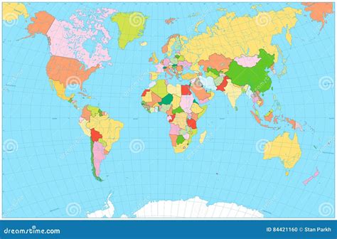 空白的政治世界地图 向量例证 插画 包括有 拉丁语 地球 详细 网格 等高 亚马逊 地理 知识 84421160