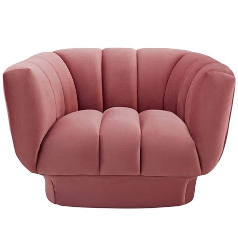 Entertain Vertical Channel Tufted Performance Velvet ArmchairDusty Rose