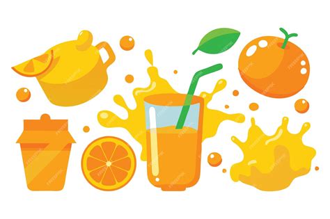 Premium Vector Vibrant Splash Of Orange Juice Vector Illustration Set On White Background