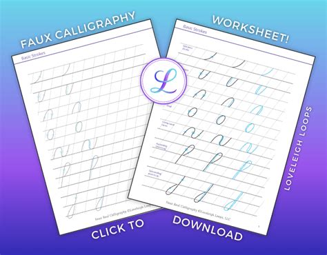 20 Free Practice Sheets For Calligraphy Plus Tutorials — Loveleigh Loops