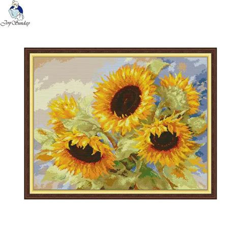 Diy Floral Pattern Cross Stitch Sunflower Flower Aida Ct Ct Count