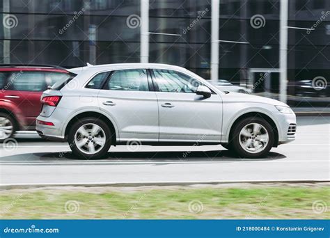 Audi Q5 In The Motion On The Highway SUV Car Drive On Asphalt City