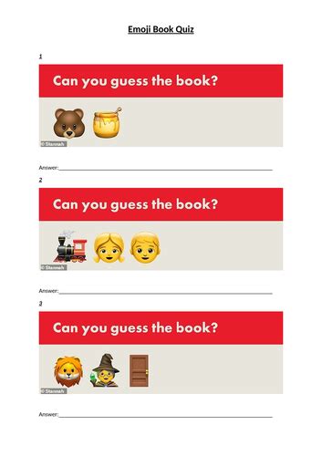 Emoji Book Quiz | Teaching Resources