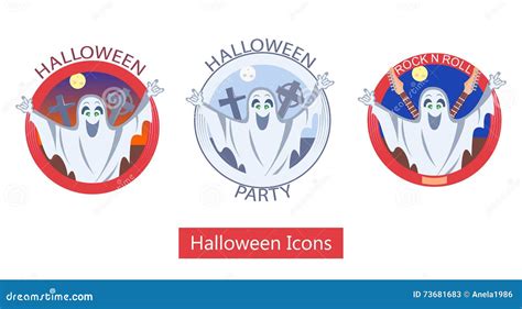 Halloween Ghost Icons stock vector. Illustration of humor - 73681683