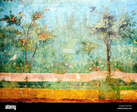 Painted Wall Fresco Of A Room In Villa Di Livia At Primaporta The