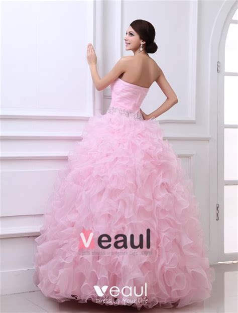 Ball Gown Sweetheart Heming Floor Length Organza Woman Quinceanera Prom Dresses