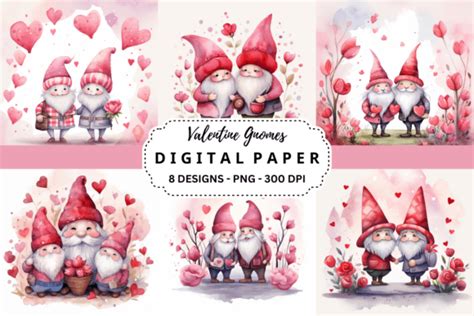 Watercolor Valentine Gnomes Background Graphic By Pcudesigns Creative