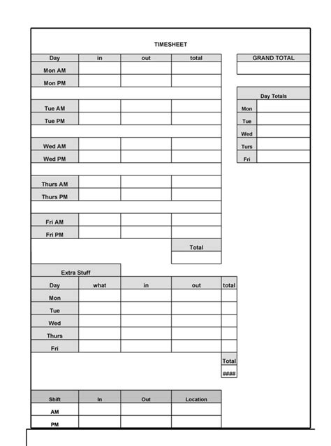 Timesheet Excel Sheet