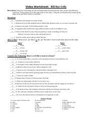 Bill Nye-Cells worksheet - Video Worksheet: Bill Nye Cells Directions ...