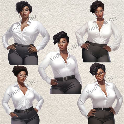 Black Career Lady Boss Clipart Curvy Women Clipart Plus Size Clipart