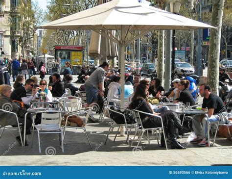 Small Cozy Street Cafe In Barcelona Spain Editorial Photo Image Of