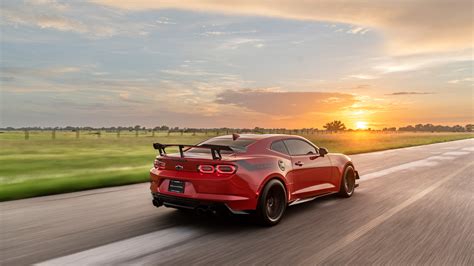 Red Muscle Car Camaro Sun Hennessey Hennessey