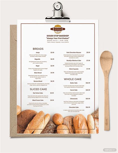 Pastry Bakery Menu Template in Publisher, PSD, Illustrator, Pages, Word ...