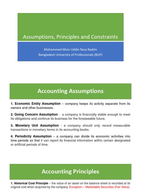 Accounting Principles And Assumptions Pdf Accounting Cost