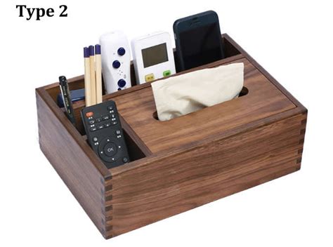 Black Walnut Wood Multi Function Tissue Box Cover Desktop Remote