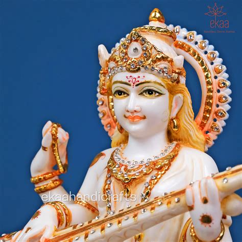 Saraswati Maa Statue in Culture Marble – Ekaa Handicrafts