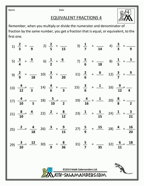 Fraction Comparison Worksheets Grade 4