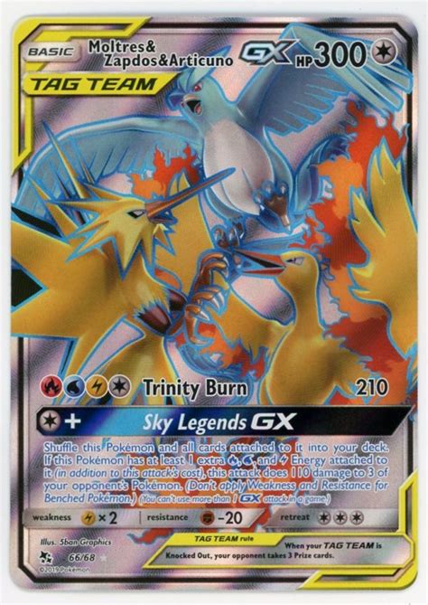 Pokemon Moltres Zapdos Articuno Gx Hidden Fates Full Art Ultra