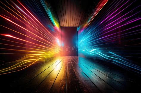 Abstract Background Photo Scenario With Multiple Colors Laser Neon Effects Generative Ai