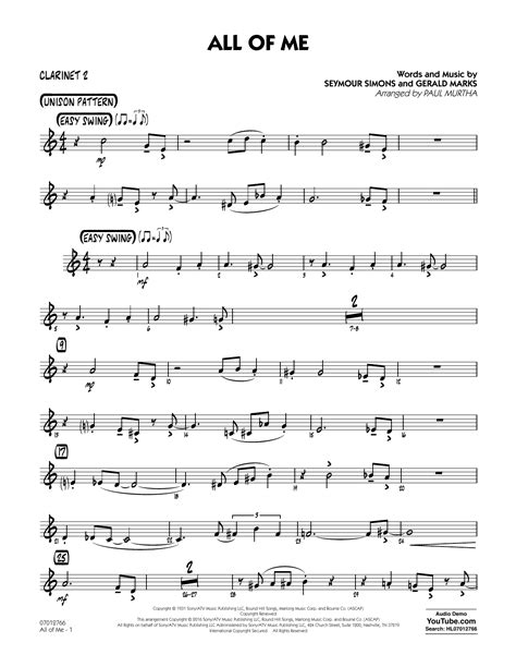 All Of Me Bb Clarinet 2 By Paul Murtha Sheet Music For Jazz Ensemble At Sheet Music Direct