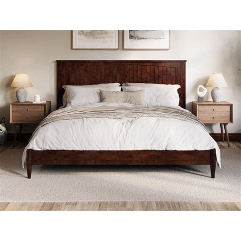 AFI Naples Walnut Brown Solid Wood Frame King Low Profile Platform Bed ...