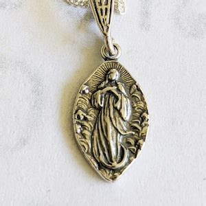 Tiny Mary Magdalene Carried By Angels 10x17mm Sterling Silver Italian