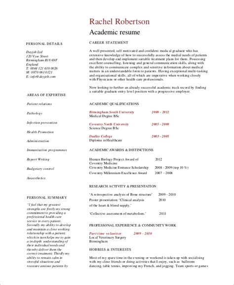 FREE 7+ Sample Academic Resume Templates in MS Word | PDF