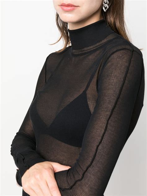 Helmut Lang Semi Sheer High Neck Top Farfetch