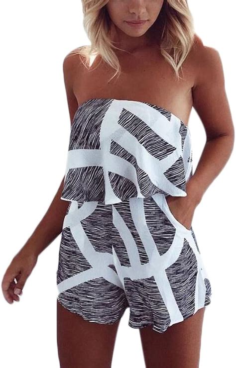 Bolawoo Jumpsuit Damen Sommer Strand Kurzoverall Playsuits Overall