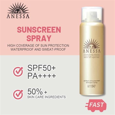 ANESSA Perfect UV Sunscreen Spray 60g SPF 50 PA For Facial Hair