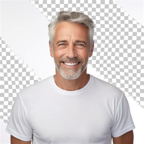 Premium PSD Portrait Of Smiling Mature Man Standing On Transparent