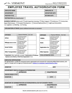 Travel Authorization Form PDF Complete With Ease AirSlate SignNow