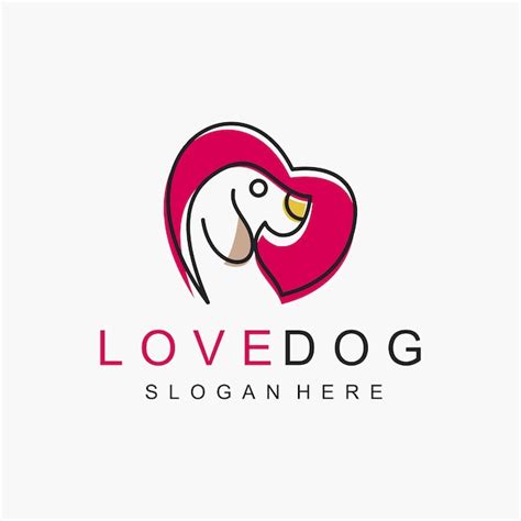 Plantilla de diseño de logotipo de perro de amor de vector pet shop